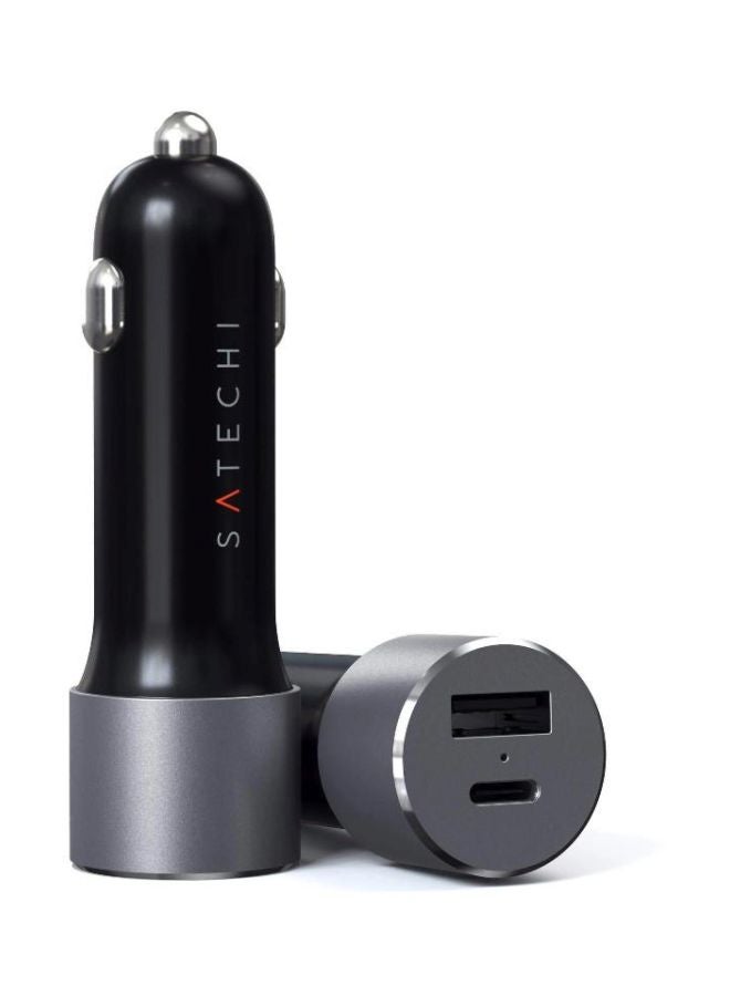 SATECHI USB-C And USB-A 72W PD Dual Port Car Charger Black/Space Grey - Image 2