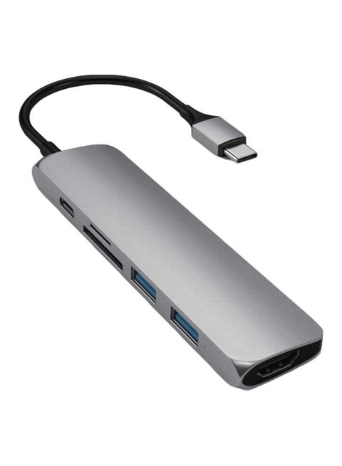 Aluminum Type-C Slim Multi-Port Adapter V2 Grey