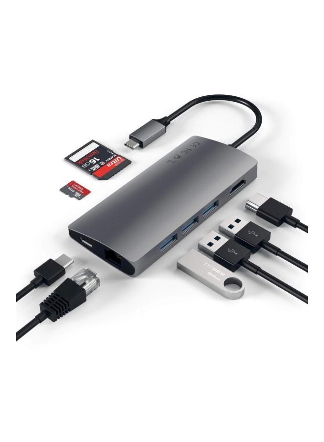 SATECHI Type-C Multi-Port Adapter With 4K Ethernet V2 Grey - Image 2