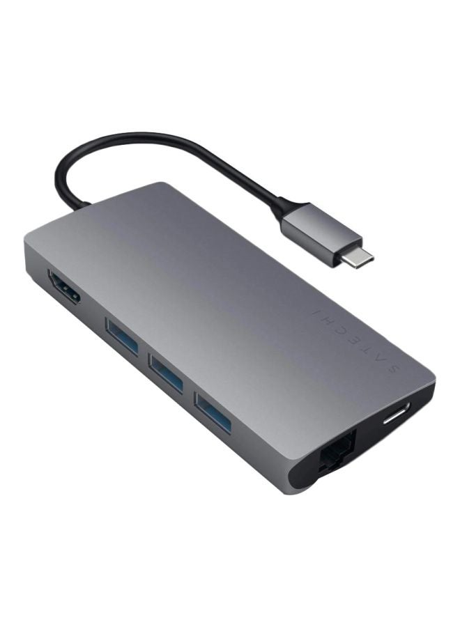 SATECHI Type-C Multi-Port Adapter With 4K Ethernet V2 Grey - Image 1