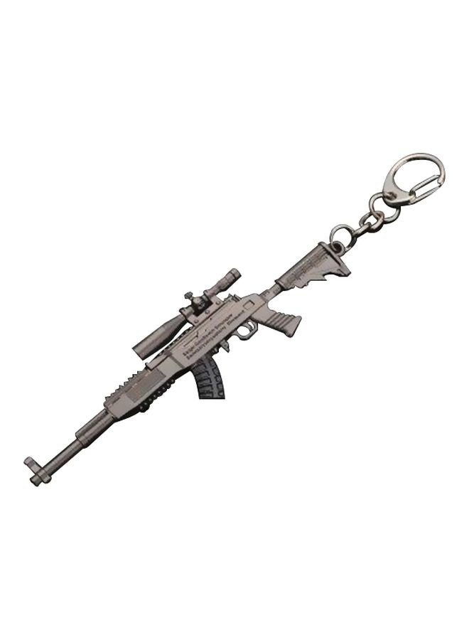 سلسلة مفاتيح بتصميم شعار 'Pubg Gun' فضي
