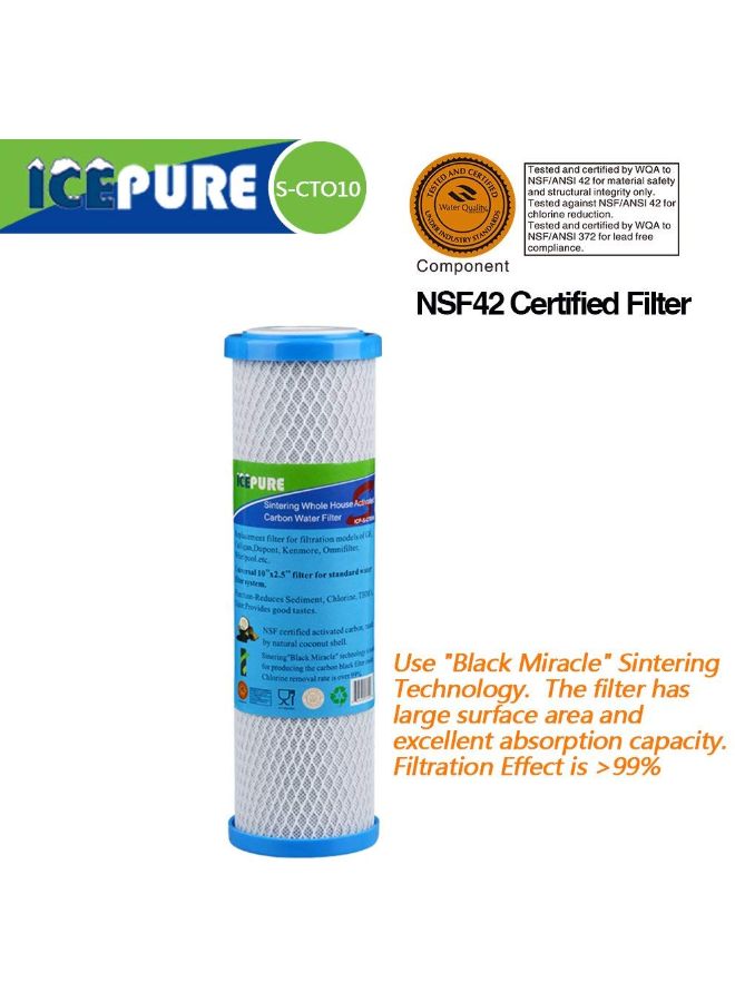 جولدن آيسبيور طقم فلتر تنقية مياه من الكربون المنشط بتقنية التلبيد مكون من 4 قطع أبيض/أزرق 2.5 x 10بوصة - Image 2