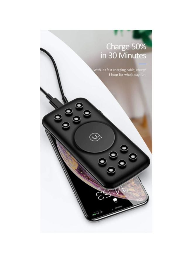 أوسامس باور بانك لاسلكي سريع الشحن مع أداة امتصاص للتثبيت على الحائط أسود - Image 4