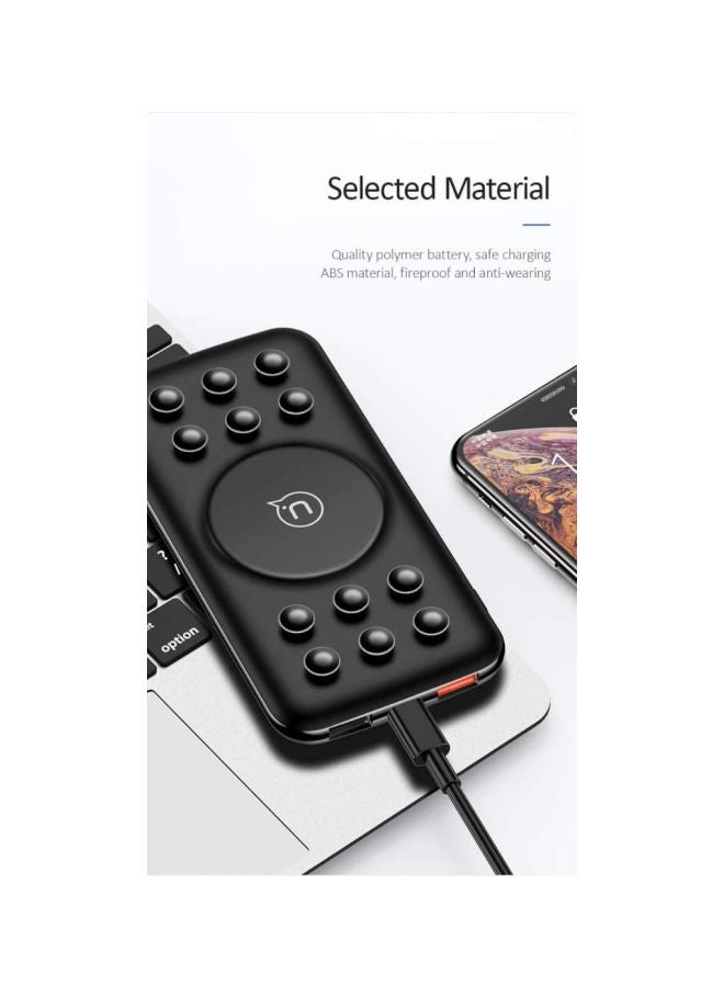 أوسامس باور بانك لاسلكي سريع الشحن مع أداة امتصاص للتثبيت على الحائط أسود - Image 5