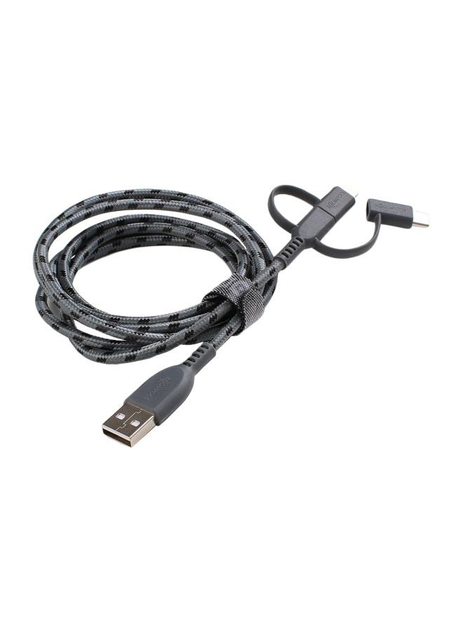 Micro USB To USB-A Trio Cable Black/Grey