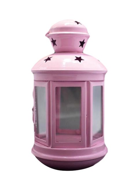 Metal Ramadan Lantern Pink/Clear 18cm