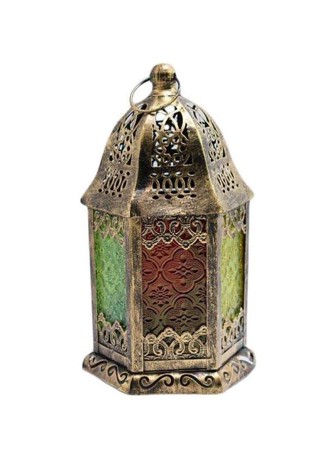 Decorative Eid And Ramadan Lantern Gold/Green/Red 24x13cm - Image 1