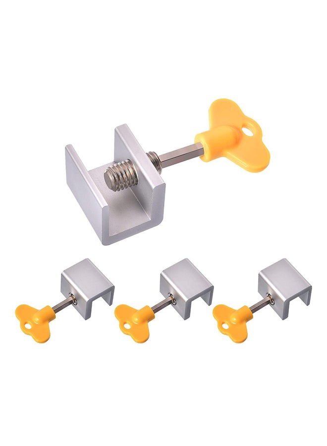 Rubik - Pack Of 4 Sliding Window Lock With Security Lock Silver/Yellow 1.18 x 0.94 x 0.9inch - Image 1