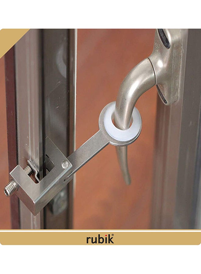 Rubik - Pack Of 2 Sliding Door Window Handle Safety Lock Silver - Image 1
