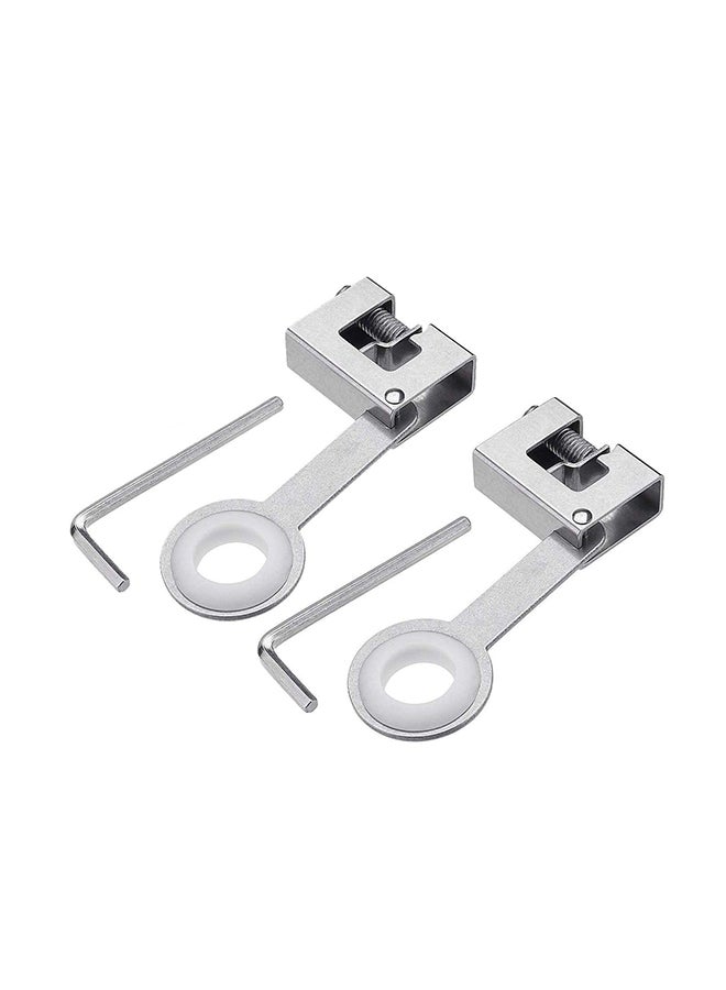 Rubik - Pack Of 2 Sliding Door Window Handle Safety Lock Silver - Image 1