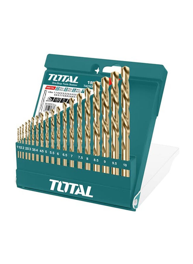 TOTAL 19-Piece Hss Twist Drill Bits Set Silver 10mm 