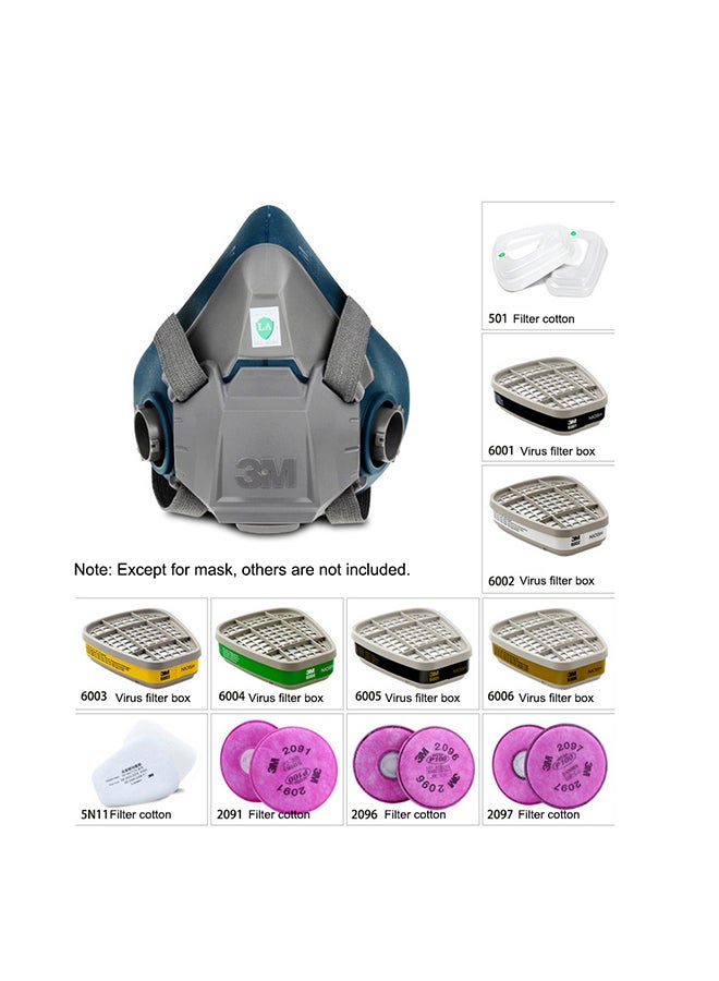 3M - 6502 Organic Vapor Half Face Safety Respirator Mask Grey 20x10x20centimeter - Image 1