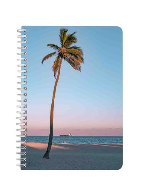 Coconut Tree On Seashore A5 Spiral Bound Notebook Multicolour