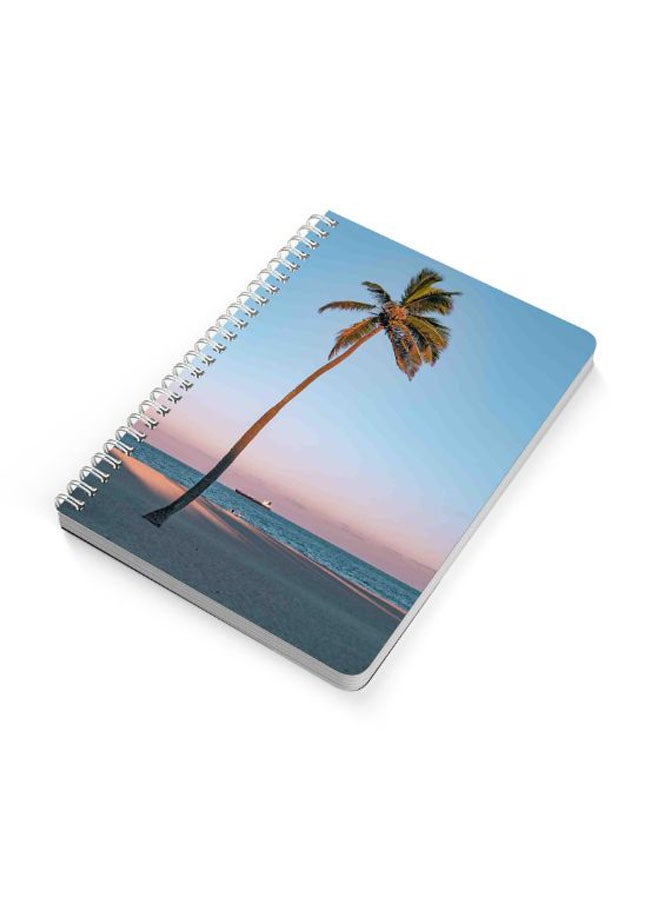 LOWHA - Coconut Tree On Seashore A5 Spiral Bound Notebook Multicolour - Image 1