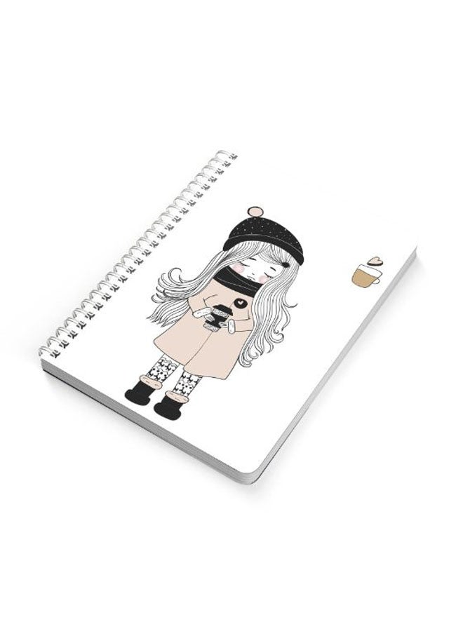 LOWHA Coffee Girl A5 Spiral Bound Notebook Black/White - Image 2