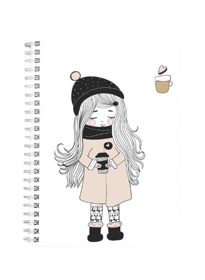 LOWHA Coffee Girl A5 Spiral Bound Notebook Black/White - Image 1