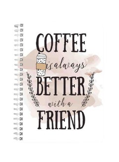 LOWHA Coffee Is Better Friend A5 Spiral Bound Notebook Black/White/Light Pink  - Image 1