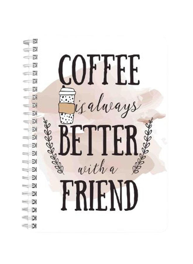 LOWHA - Coffee Is Better Friend A5 Spiral Bound Notebook Black/White/Light Pink - Image 1
