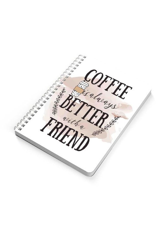 LOWHA - Coffee Is Better Friend A5 Spiral Bound Notebook Black/White/Light Pink - Image 1