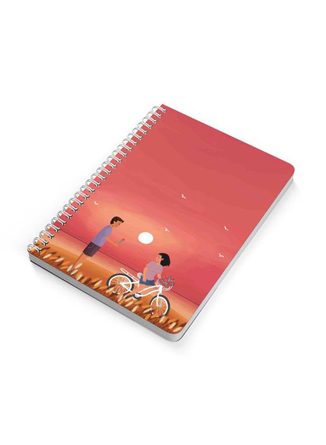 لوحة دفتر ملاحظات بسلك حلزوني مقاس A5 بغلاف بطبعة رومانسية لزوجين متعدد الألوان - Image 2