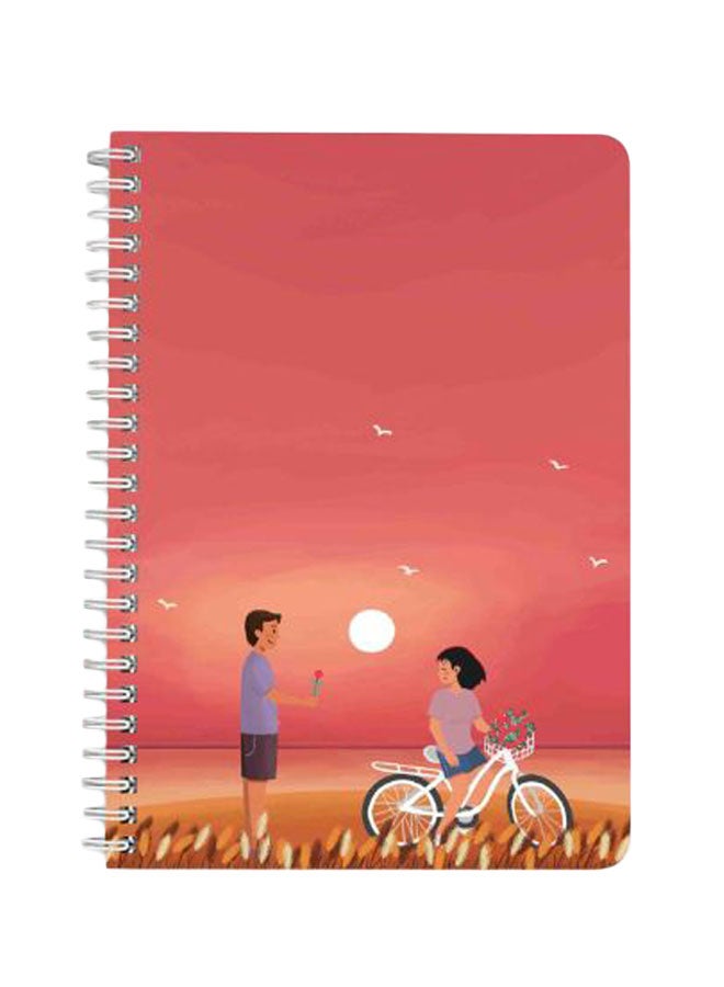 لوحة دفتر ملاحظات بسلك حلزوني مقاس A5 بغلاف بطبعة رومانسية لزوجين متعدد الألوان - Image 1