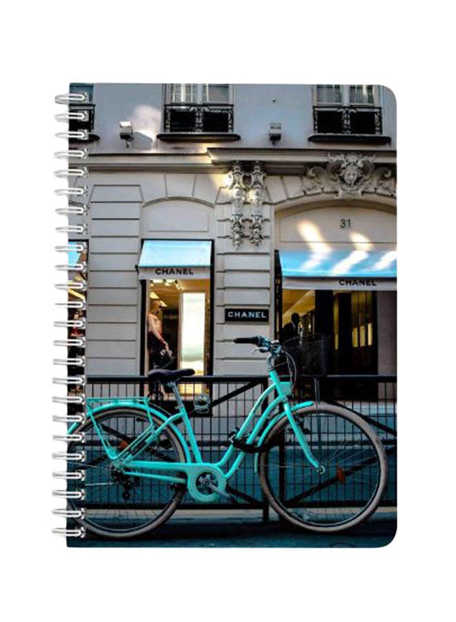 LOWHA Cruiser Bike Parked Near Chanel Store A5 Spiral Bound Notebook Multicolour  - Image 1
