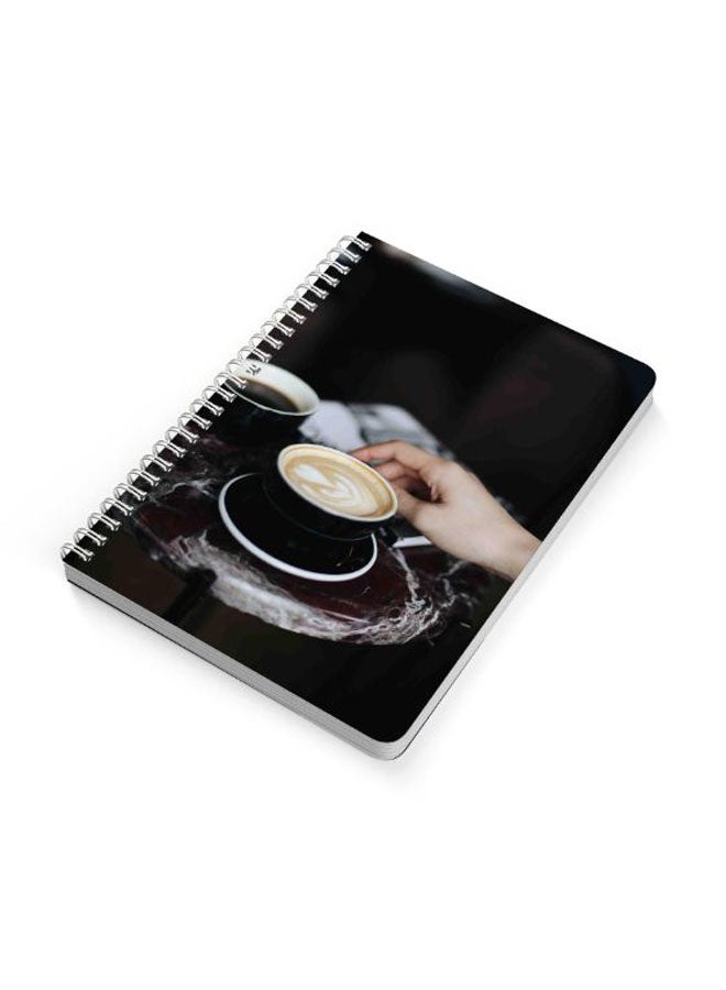 Cup Of Cappuccino A5 Spiral Bound Notebook Black/Light Brown