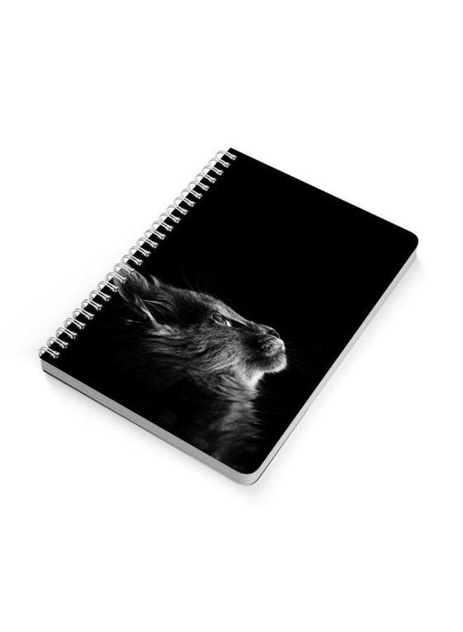 لوحة دفتر ملاحظات بسلك حلزوني مقاس A5 مزين بصورة قطة لطيفة أسود - Image 2