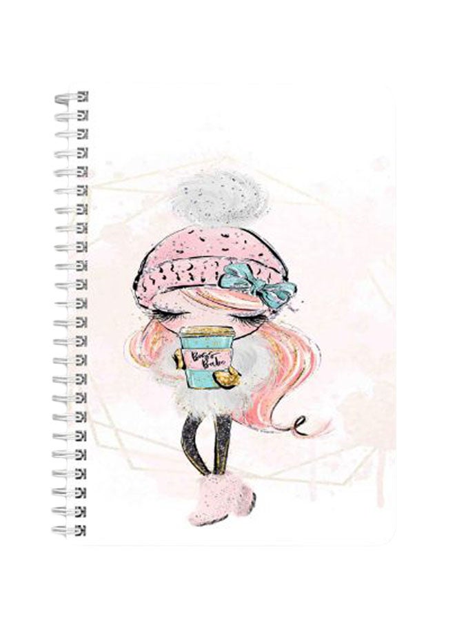 LOWHA Cute Girl With Coffee A5 Spiral Bound Notebook Multicolour  - Image 1