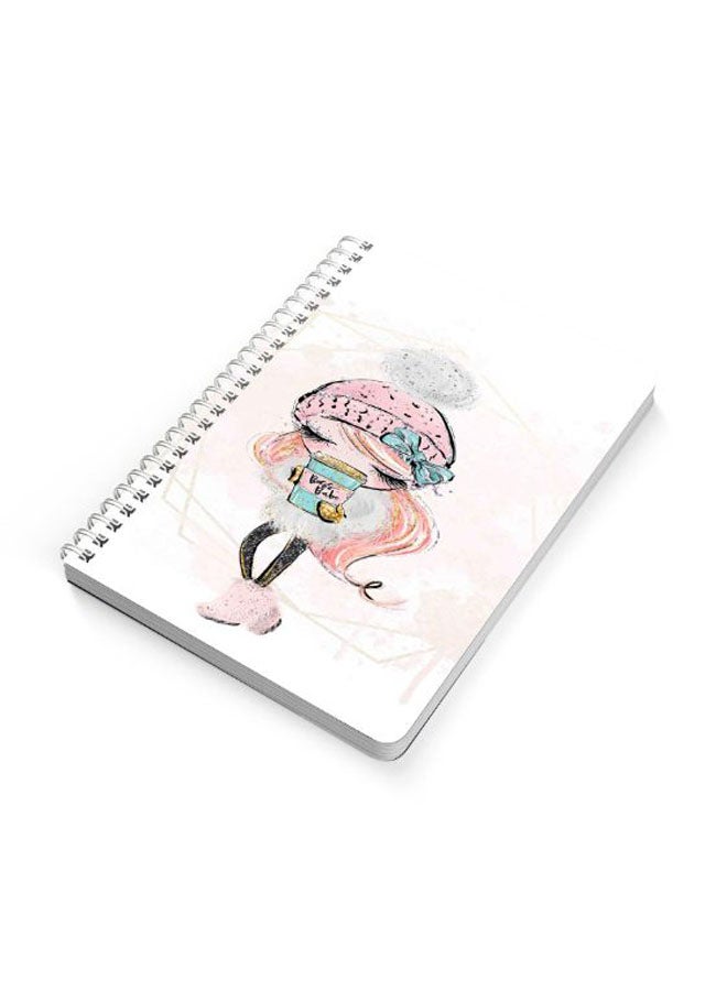 LOWHA Cute Girl With Coffee A5 Spiral Bound Notebook Multicolour  - Image 2
