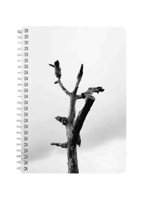 Dark Dead Tree A5 Spiral Bound Notebook Light Grey/Black