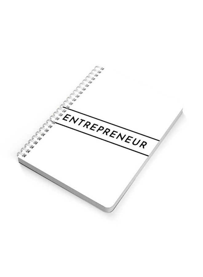 لوحة دفتر ملاحظات بسلك حلزوني مقاس A5 بطبعة كلمة "Entrepreneur" أسود/ أبيض - Image 2