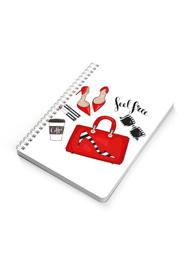 LOWHA - Feel Free A5 Spiral Bound Notebook Black/White/Red - Image 1
