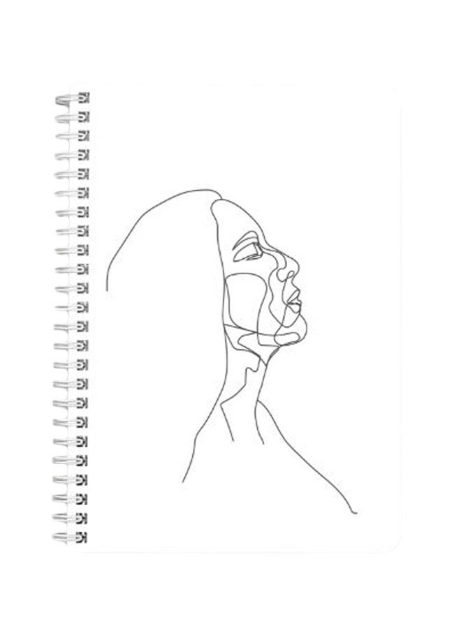 لوحة دفتر ملاحظات بسلك حلزوني مقاس A5 بطبعة وجه امرأة أسود/ أبيض - Image 1