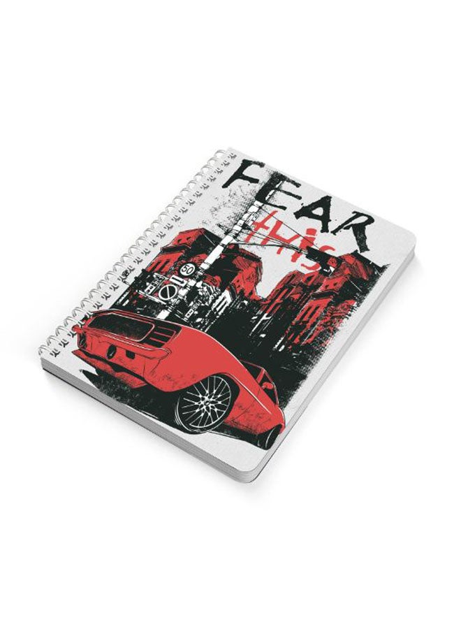 لوحة دفتر ملاحظات بسلك حلزوني مقاس A5 بطبعة عبارة "Fear This" أحمر وأسود - Image 2