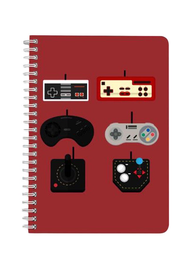 LOWHA - Gaming Joysticks A5 Spiral Bound Notebook Red/Black - Image 1