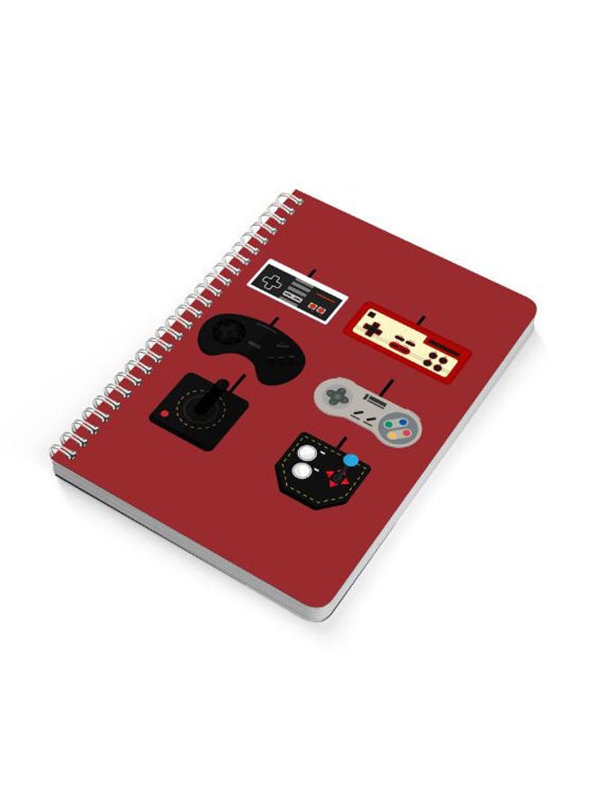 LOWHA - Gaming Joysticks A5 Spiral Bound Notebook Red/Black - Image 1
