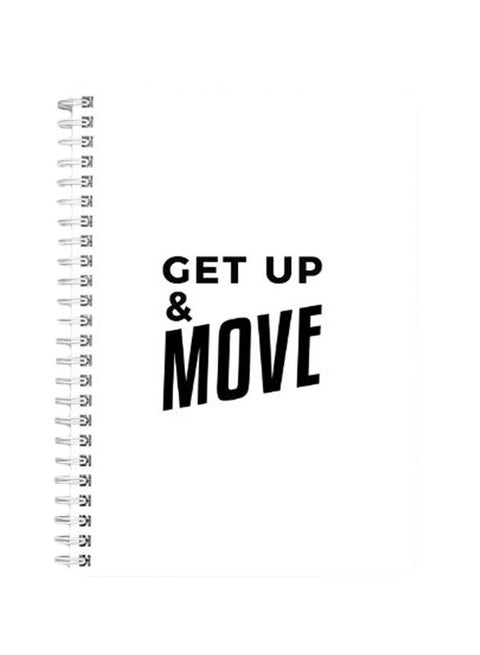 Get Up And Move A5 Spiral Bound Notebook Black/White
