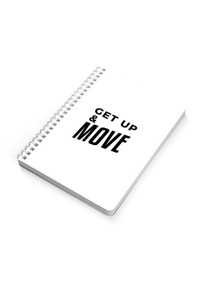 LOWHA - Get Up And Move A5 Spiral Bound Notebook Black/White - Image 1