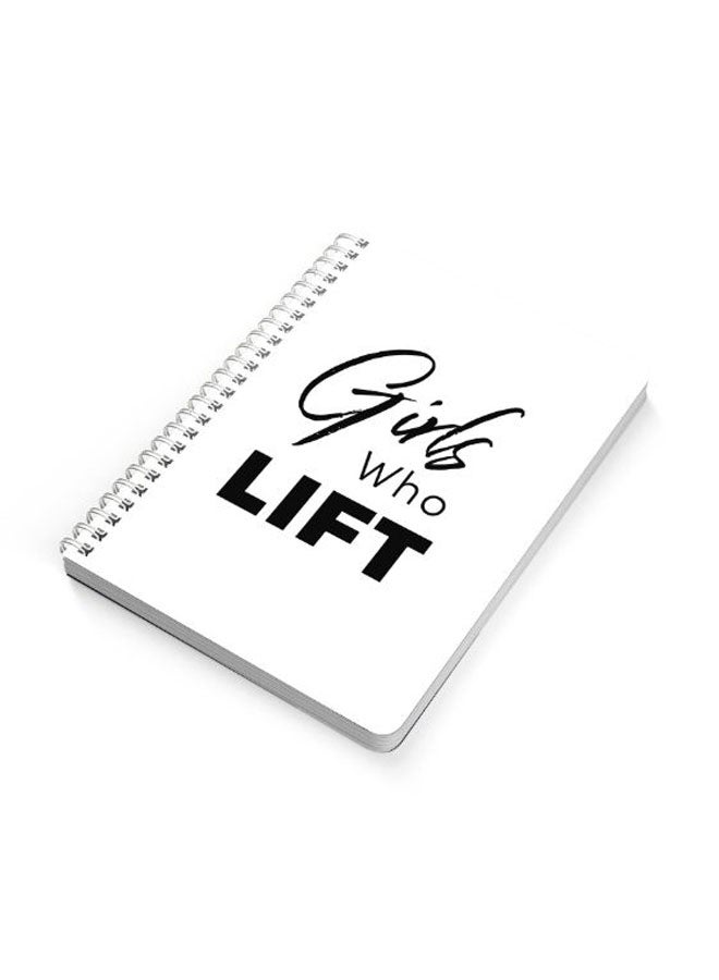 LOWHA - Girls Who Lift A5 Spiral Bound Notebook Black/White - Image 1