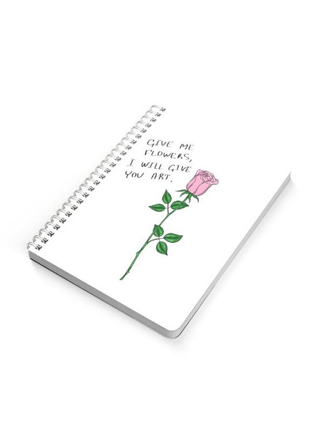 LOWHA Give Me Flowers Draw A5 Spiral Bound Notebook Green/White/Pink - Image 2