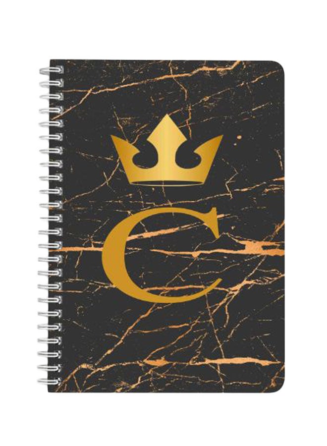 LOWHA Golden C Letter A5 Spiral Bound Notebook Gold/Black - Image 1