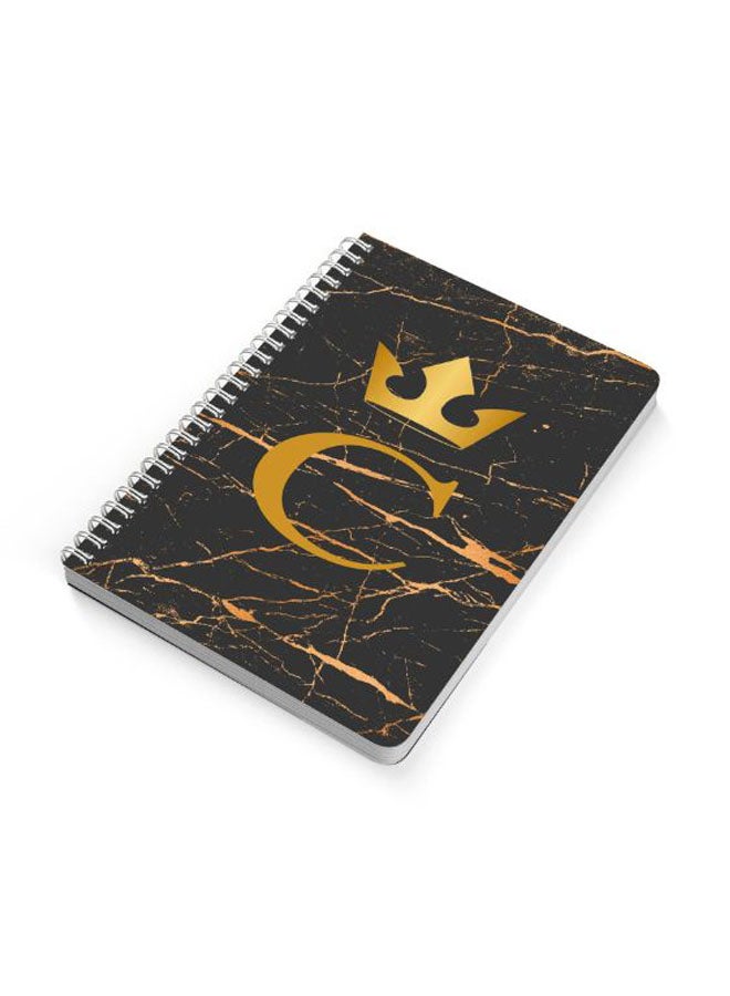 LOWHA Golden C Letter A5 Spiral Bound Notebook Gold/Black - Image 2