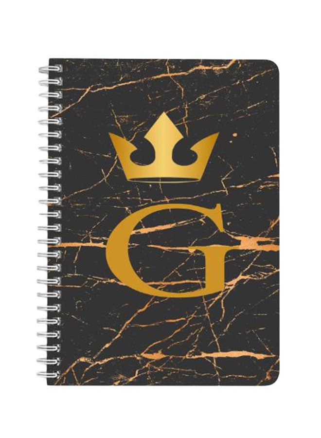لوحة دفتر ملاحظات مجلّد بسلك حلزوني مقاس A5 بطبعة حرف G ذهبي ذهبي/ أسود - Image 1