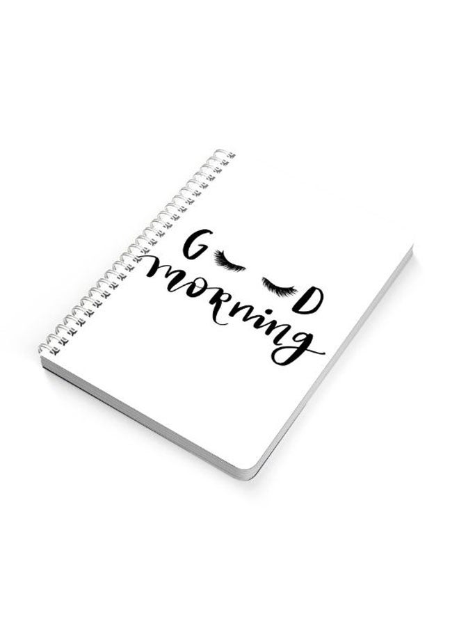 LOWHA Good Morning A5 Spiral Bound Notebook White/Black - Image 2