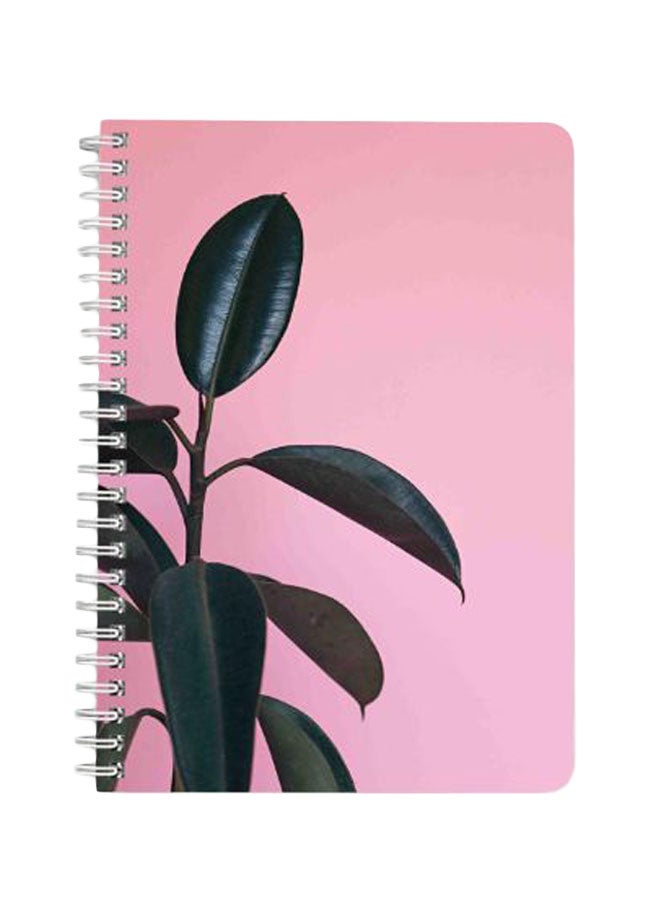LOWHA Rubber Plant A5 Spiral Bound Notebook Pink/Green  - Image 1