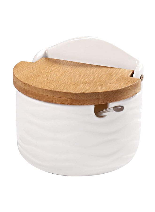 77L Sugar Bowl With Spoon White/Brown - Image 1