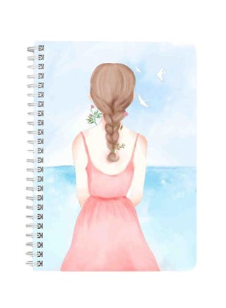 Hand Painted Girl A5 Spiral Bound Notebook Pink/Blue - v1579876069/N33759253A_1