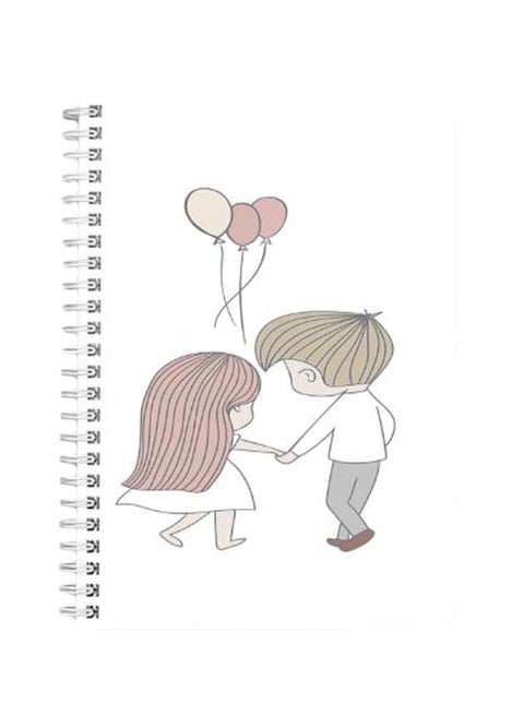 Holding Hands Cute A5 Spiral Bound Notebook White/Grey