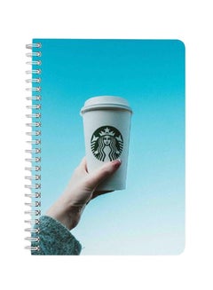 LOWHA Holding Starbucks Tumblers A5 Spiral Bound Notebook Blue/Grey  - Image 1